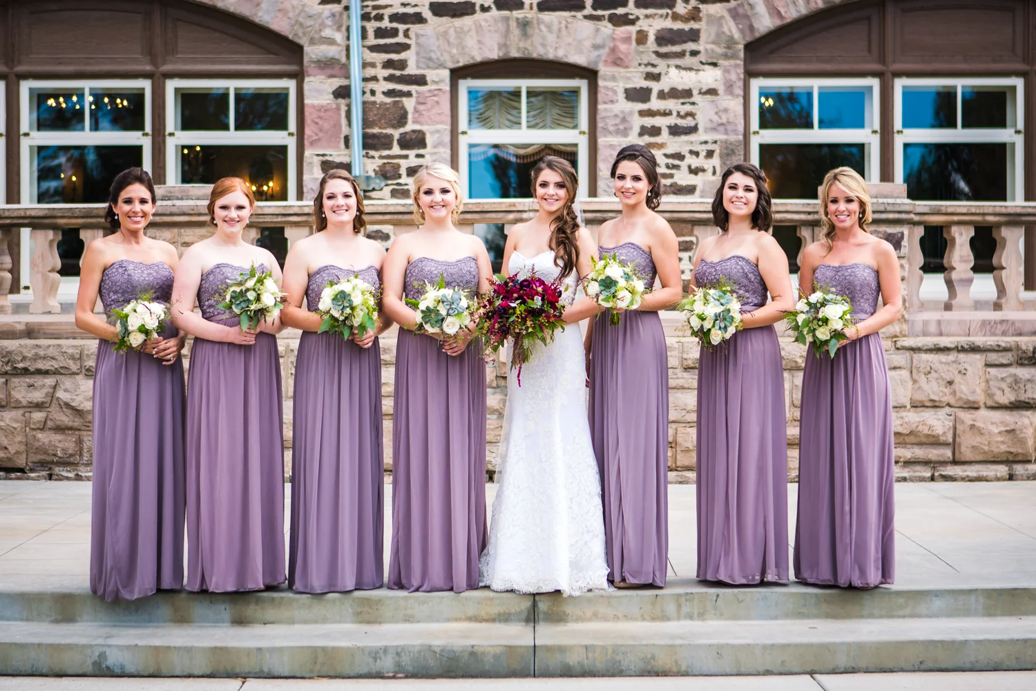 Bridesmaids outside Highlands Ranch Mansion. Photographed by JMGant Photography, Denver Colorado wedding photographer. 