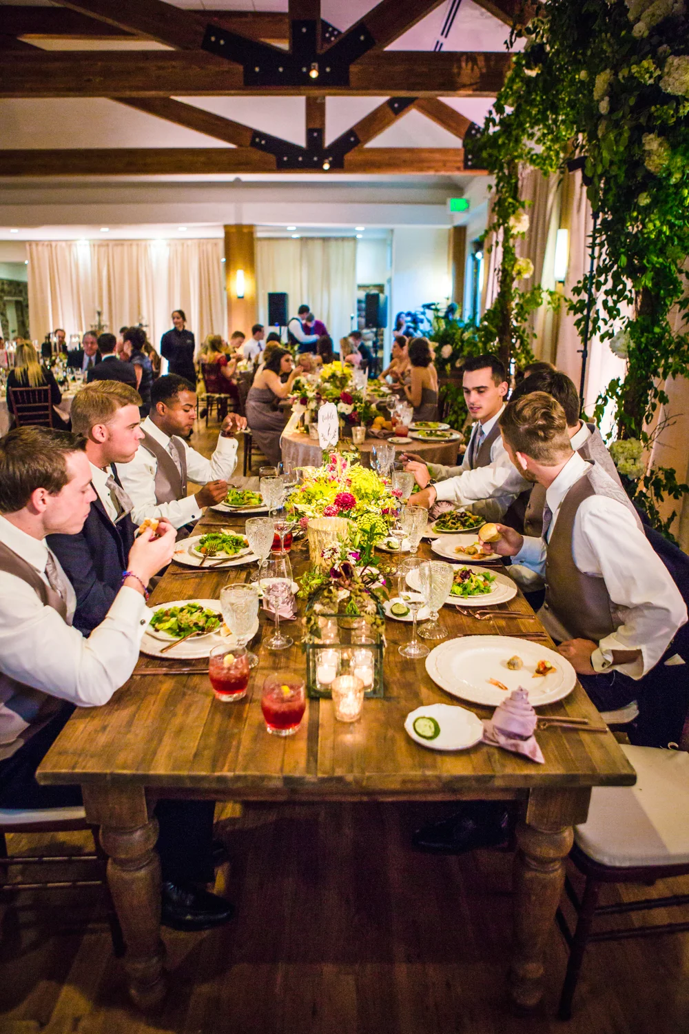 Wedding party table at Highlands Ranch Mansion. hotographed by JMGant Photography, Denver Colorado wedding photographer. 