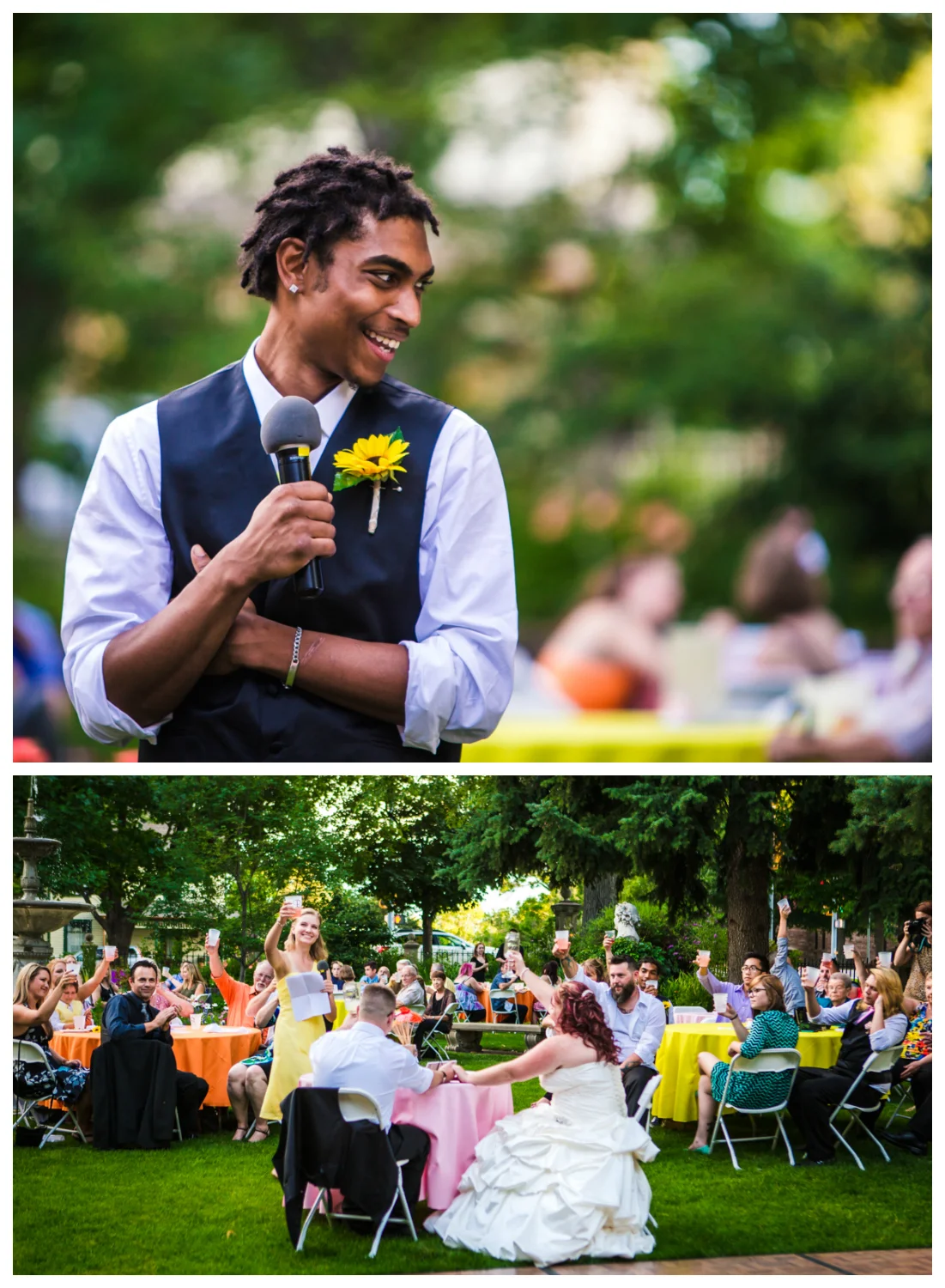 Best man and maid of honor giving their toasts. Photographed by JMGant Photography.