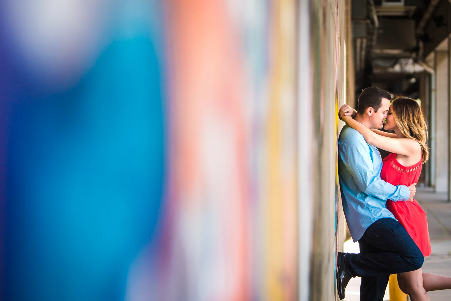 Downtown Denver engagement picture by JMGant Photography.
