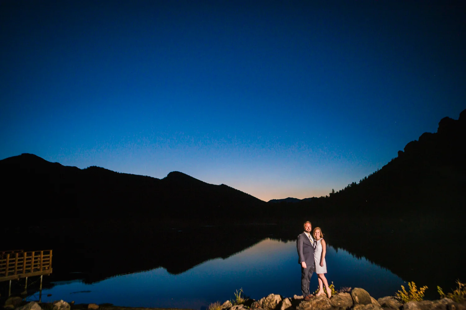 Sunset engagement pictures taken in Estes Park Colorado by JMGant Photography.