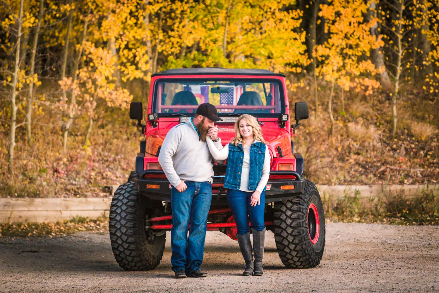 Jeeping engagement pictures taken in the Colorado mountains by JMGant Photography. 