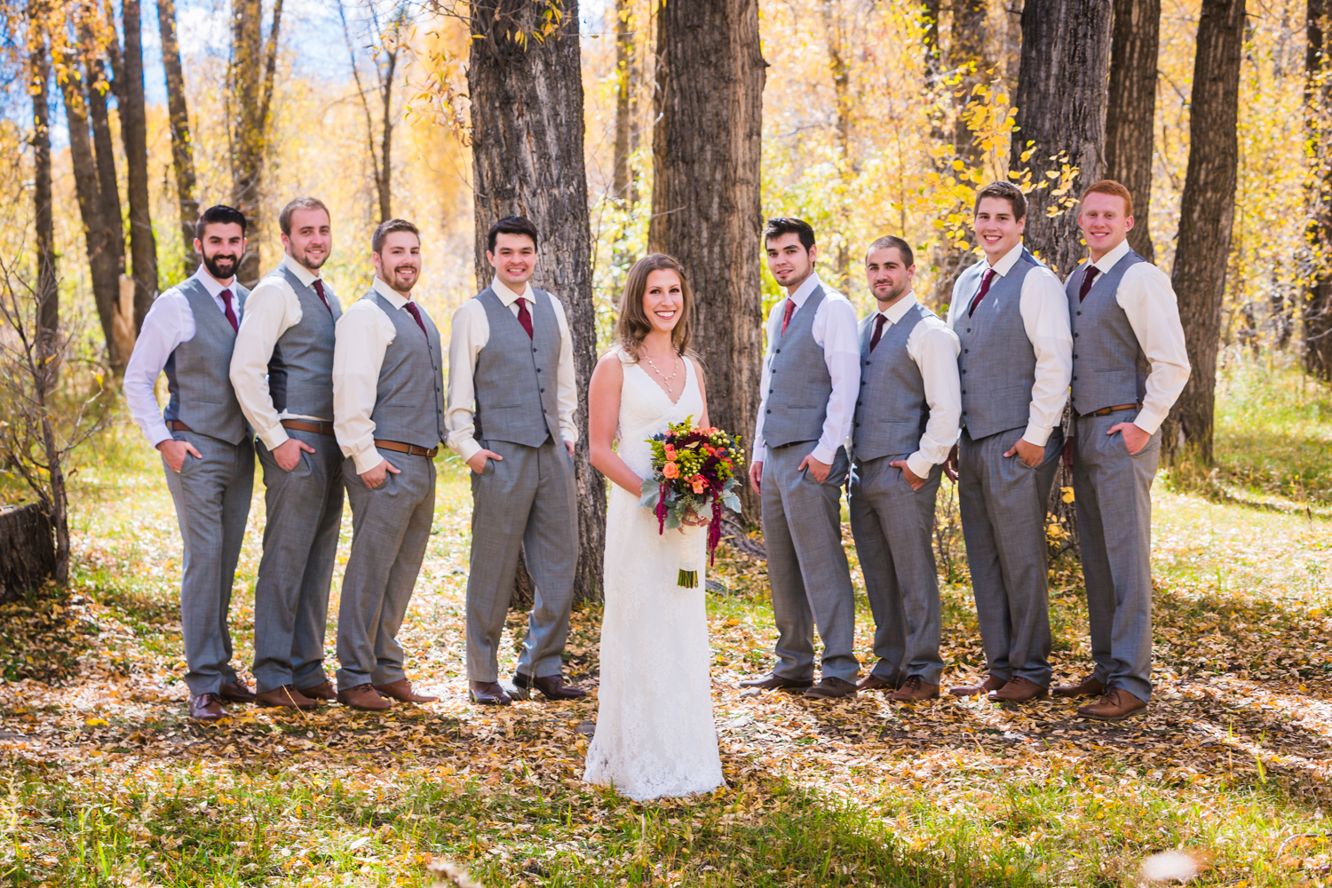 Bridal party for fall wedding by JMGant Photography