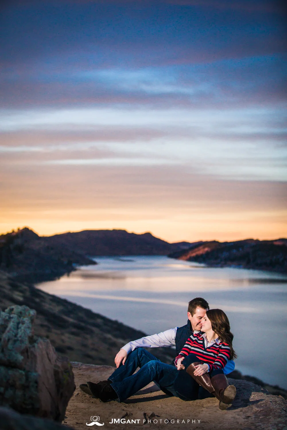 Horsetooth Reservoir engagement shoot in Fort Collins, photographed by JMGant Photography.