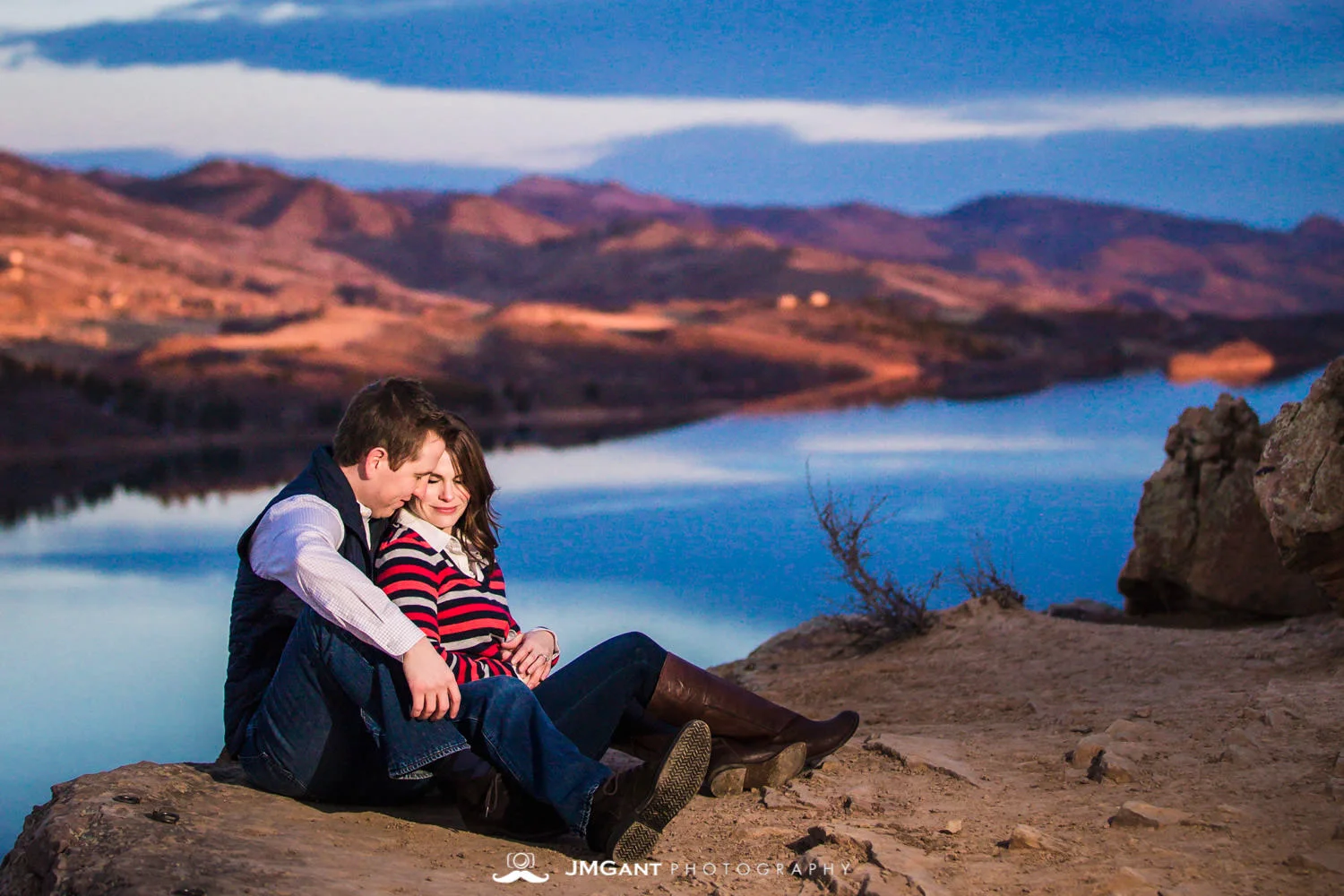 Horsetooth Reservoir engagement shoot in Fort Collins, photographed by JMGant Photography.