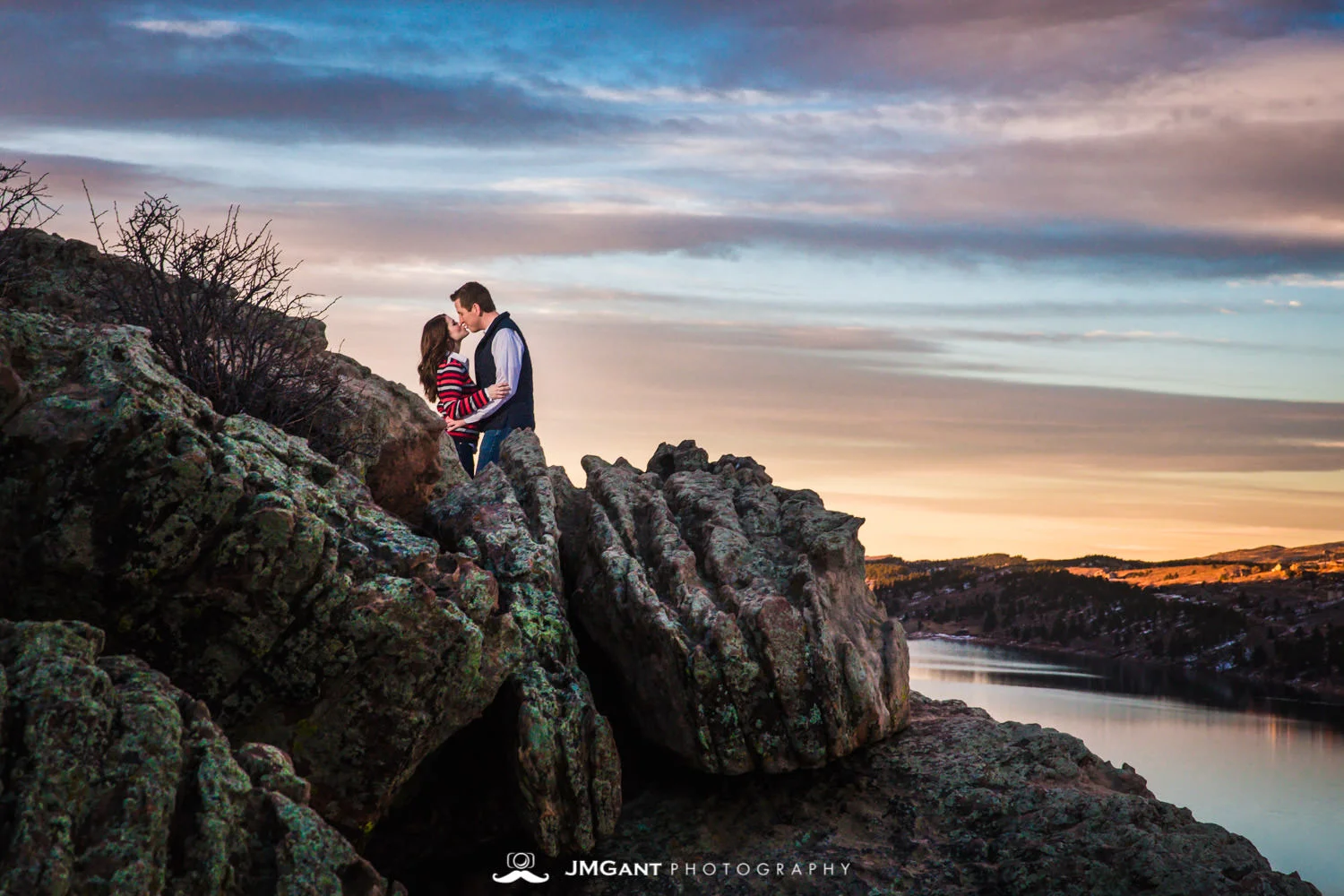 Horsetooth Reservoir engagement shoot in Fort Collins, photographed by JMGant Photography.