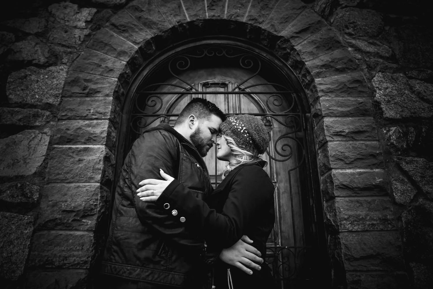 Snowy Estes Park Colorado engagement photos taken at Lily Lake in Rocky Mountain National. Photographed by JMGant Photography.