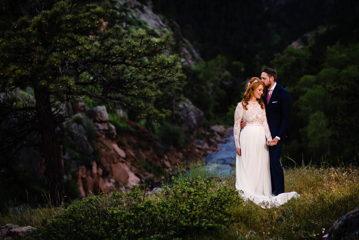 Lyons Colorado Wedding first look by Colorado wedding photographer, JMGant Photography.