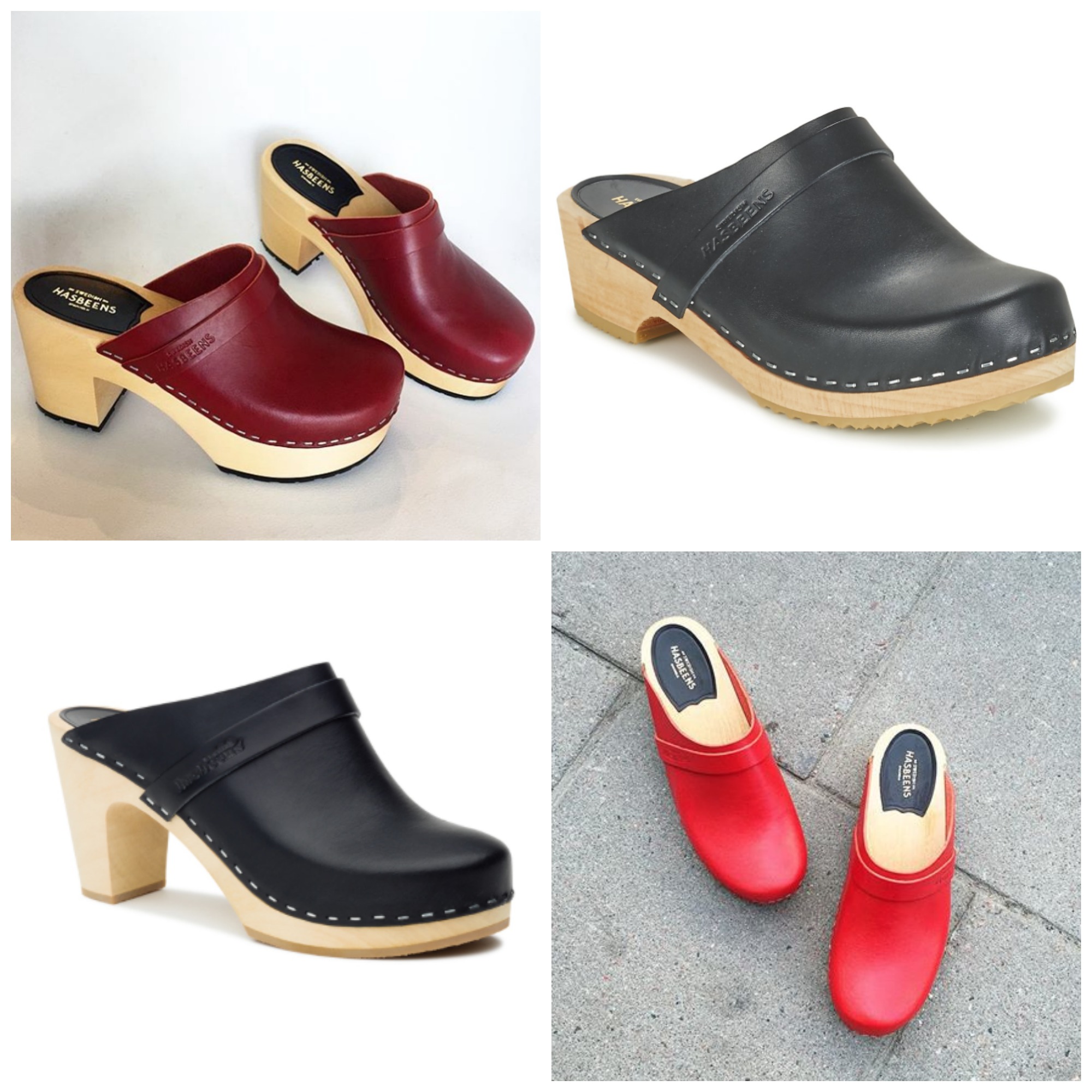 Top left, going clockwise: Louise in red , Husband in black, Classic Slip In, and Husband in red