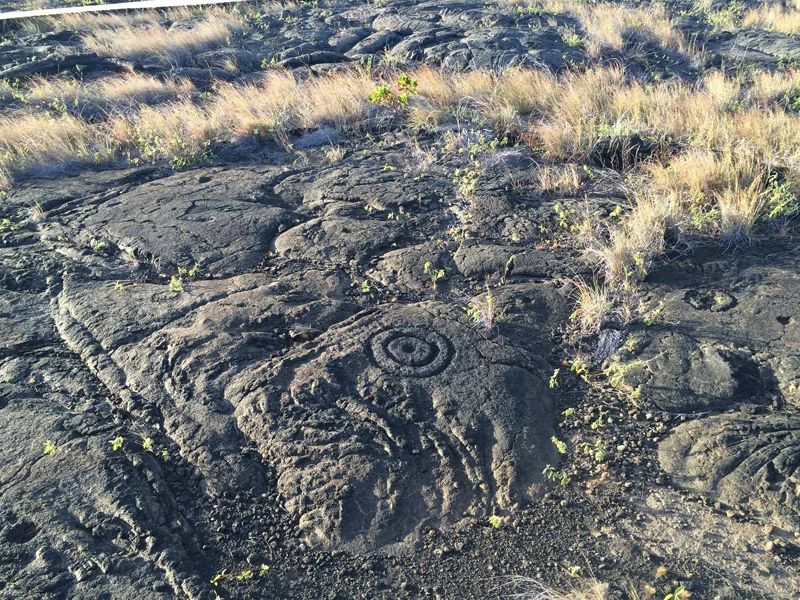 Petroglyphs in the Lava fields in Volcanoes National Park
