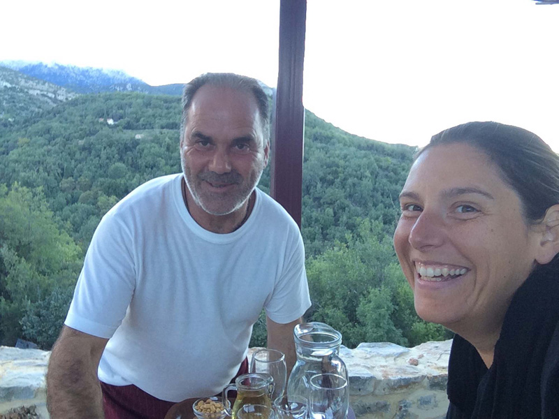 Dining in the mountains at the only restaurant in town. Food was fab, this guy took a smoke break every 3 min. Priceless