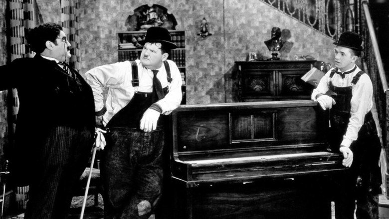 Interesting delivery .... Laurel and Hardy in The Music Box