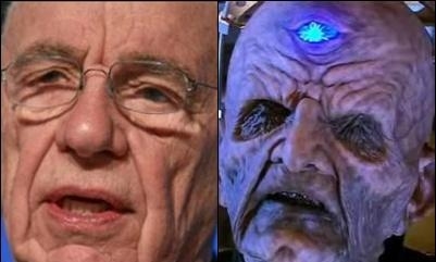 Davros, left, and Rupert Murdoch, right.