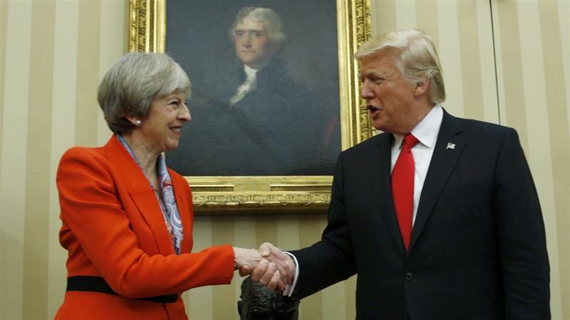 Awkward … your life in their hands. May, Trump and poor old Washington