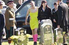Soldier soldier Barry Delaney keeps a jokey promise to his best friend to wear a garish dress at the funeral in 2009