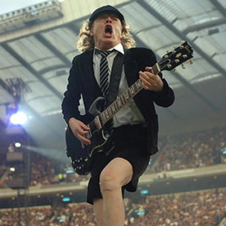 AC/DC's Angus Young as been playing guitar since he was a schoolboy. Oh, hang on …