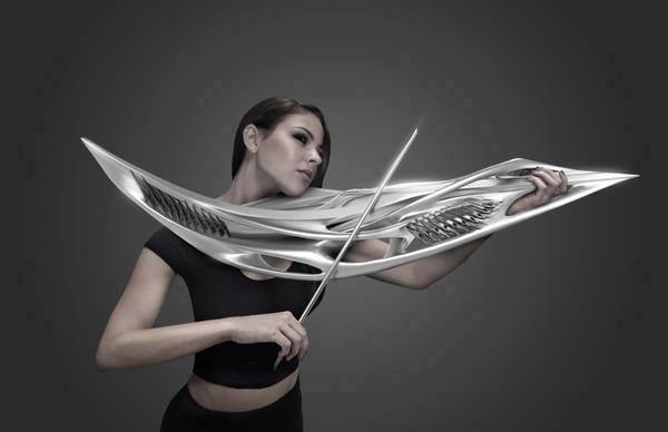 3D printed violin. with two "strings".