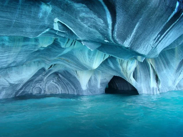 The astonishing Marble cave, in Rio Tranquilo, Brazil.