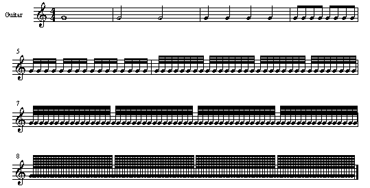 Time is relative. Some musical divisions, from the one-bar semibreve, to two minims, four crotchets, eight quavers, 16 semi-quavers, 32 demi-semi-quavers, 64 hemi-demi-semi-quavers, and then just a blur …