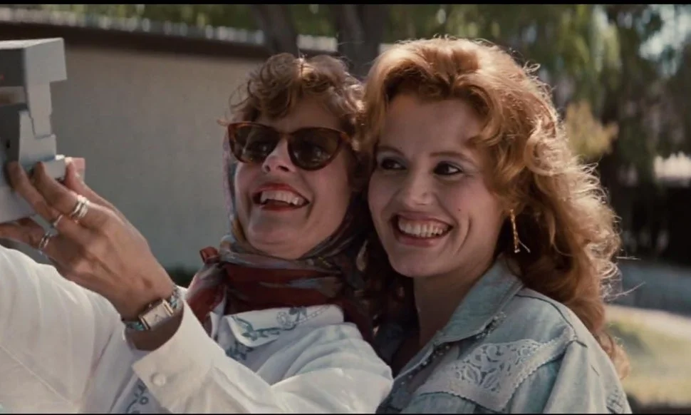 Early selfie? Friends to the end in Thelma & Louise.
