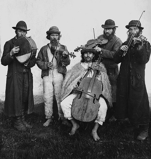 Village orchestra of Ruthenian and Jewish musicians in Verecke, Bereg County, Hungary 1895