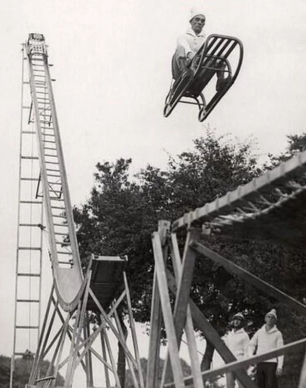 Way to go? High flying US death-row prisoner testing a roller coaster in 1958