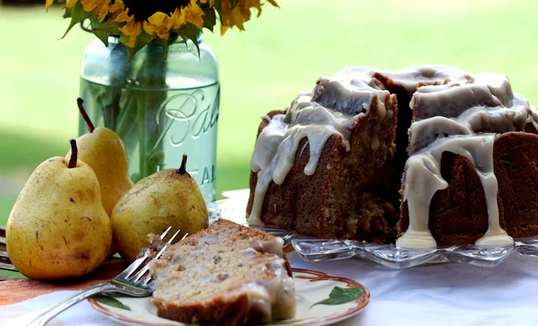 Fresh Pear, Ginger &amp; Spice Bundt Cake or Cupcakes with Lemon &amp; Honey Brown Butter Glaze