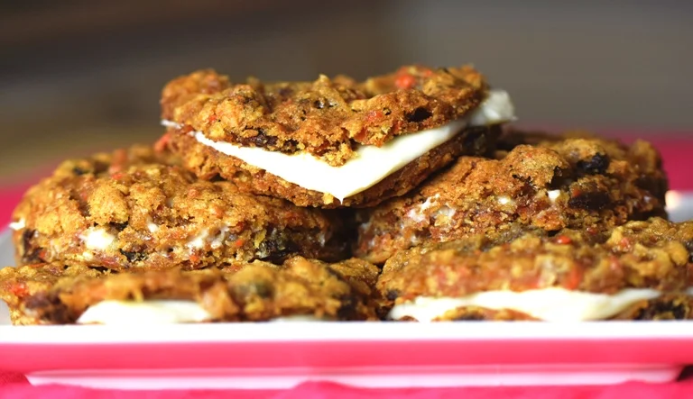 Carrot Cake Sandwich Cookies with Cream Cheese Filling