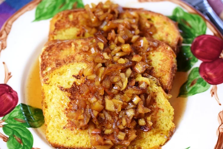 Pumpkin French Toast with Spiced Apple-Maple Syrup