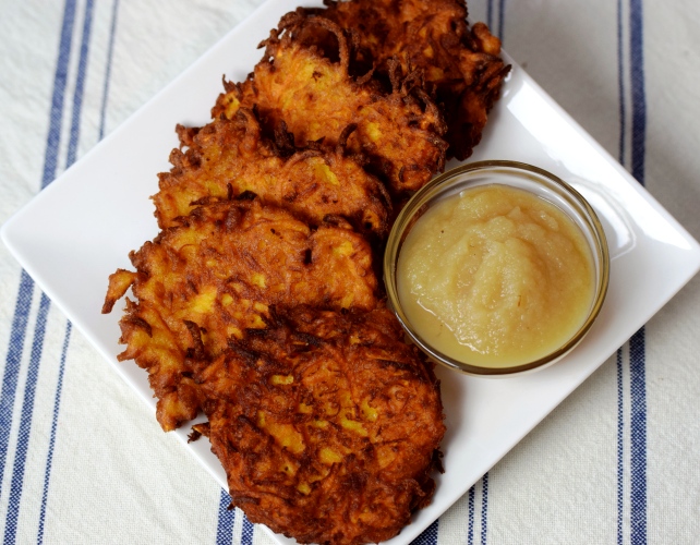 Sweet Potato Latkes with Applesauce