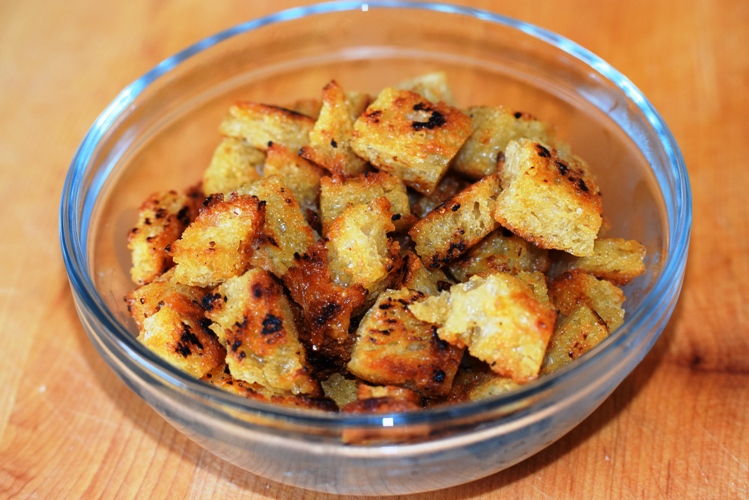 Homemade Croutons made from No-Knead Country Bread