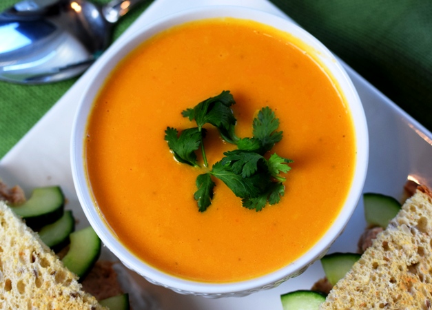 Lovely Carrot & Ginger Soup with an Asian Tuna Salad Sandwich