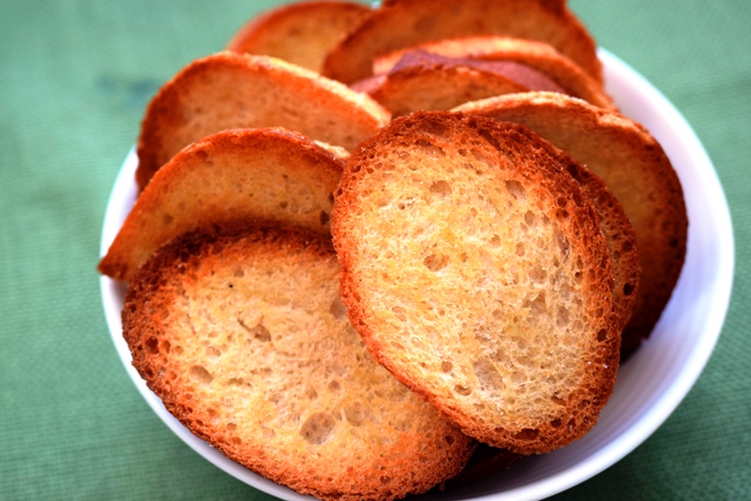 Crisp Crostini ready for accessorizing!