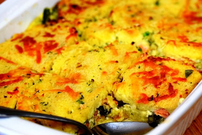 Brunch Ham or Smoked Salmon & Asparagus Strata