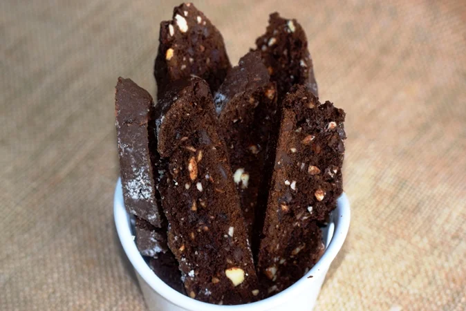 Deep Chocolate Biscotti with Coffee Flour