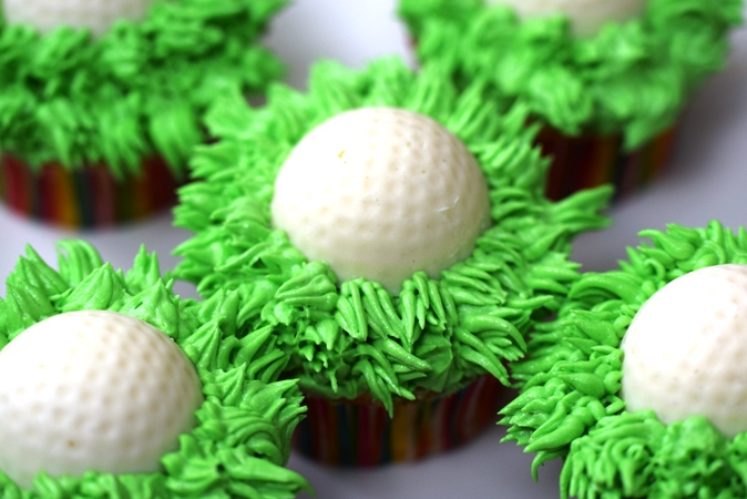 Cupcakes golf balls grass.JPG