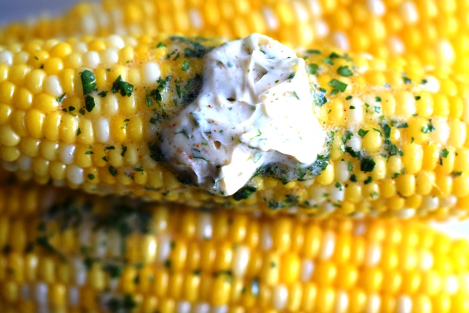 Stack of corn with compound butter.JPG