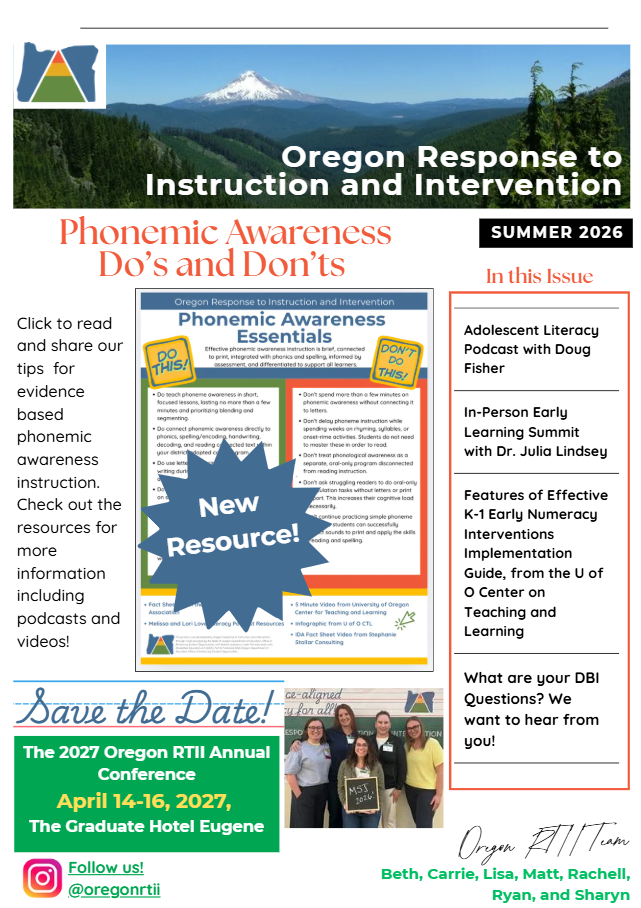 Screenshot of ORTII 2026 Summer newsletter. Follow link for full text.