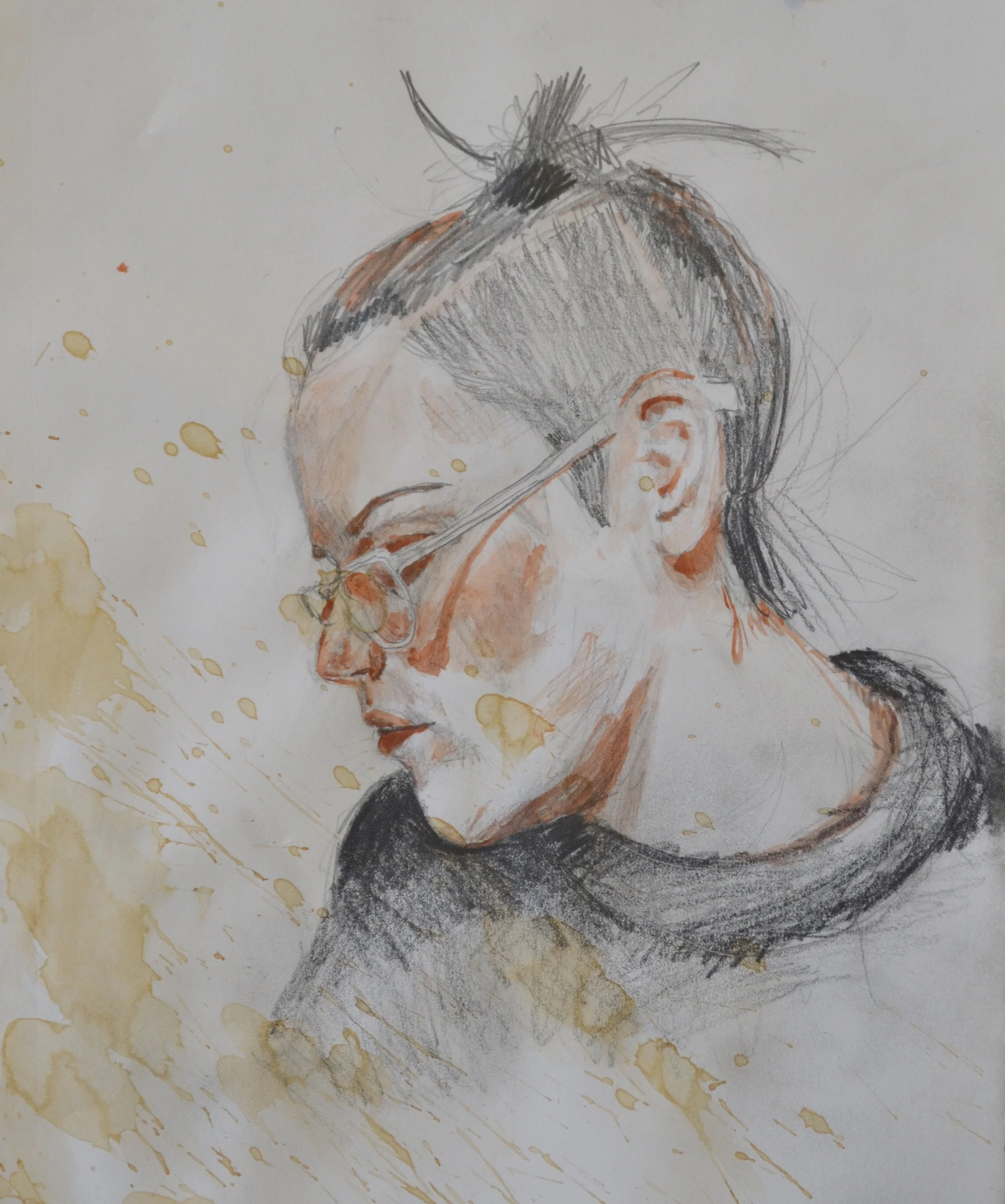 Rosey, graphite, conte, and coffee on paper, 8.5" x 11" 2016