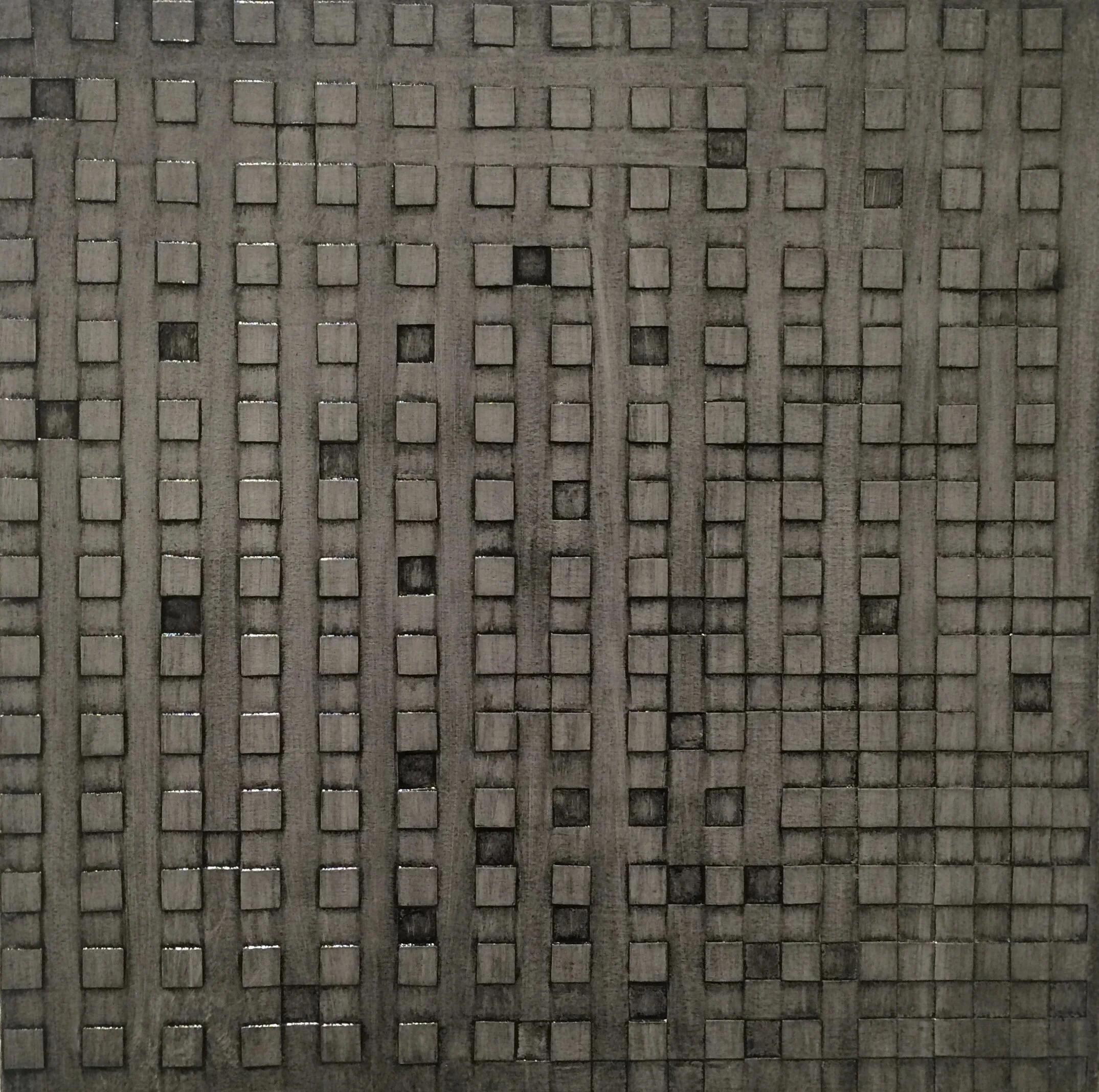 Untitled, oil and paper on board, 14" x 14" 2015