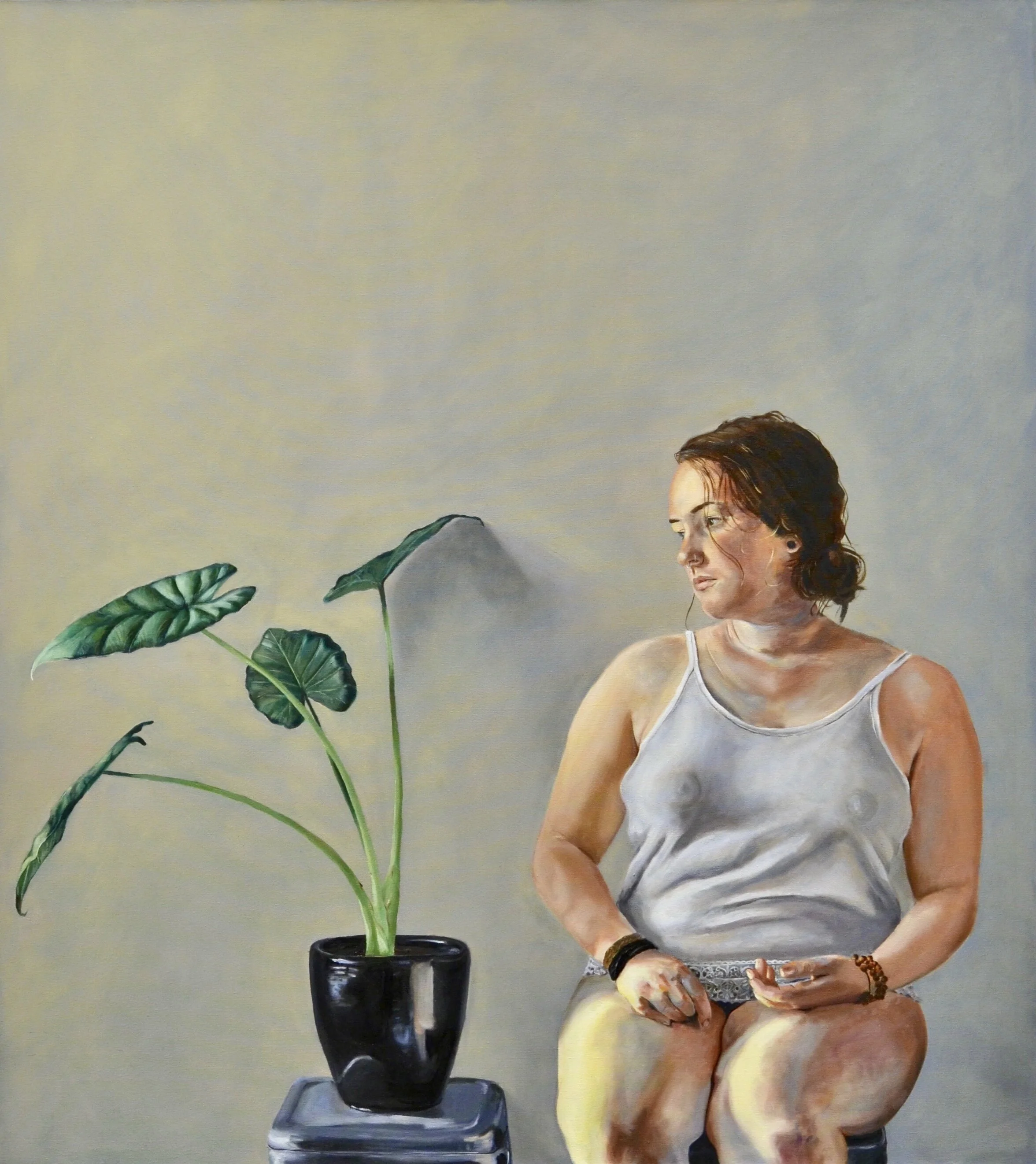 The weight of waiting, oil on panel, 2017