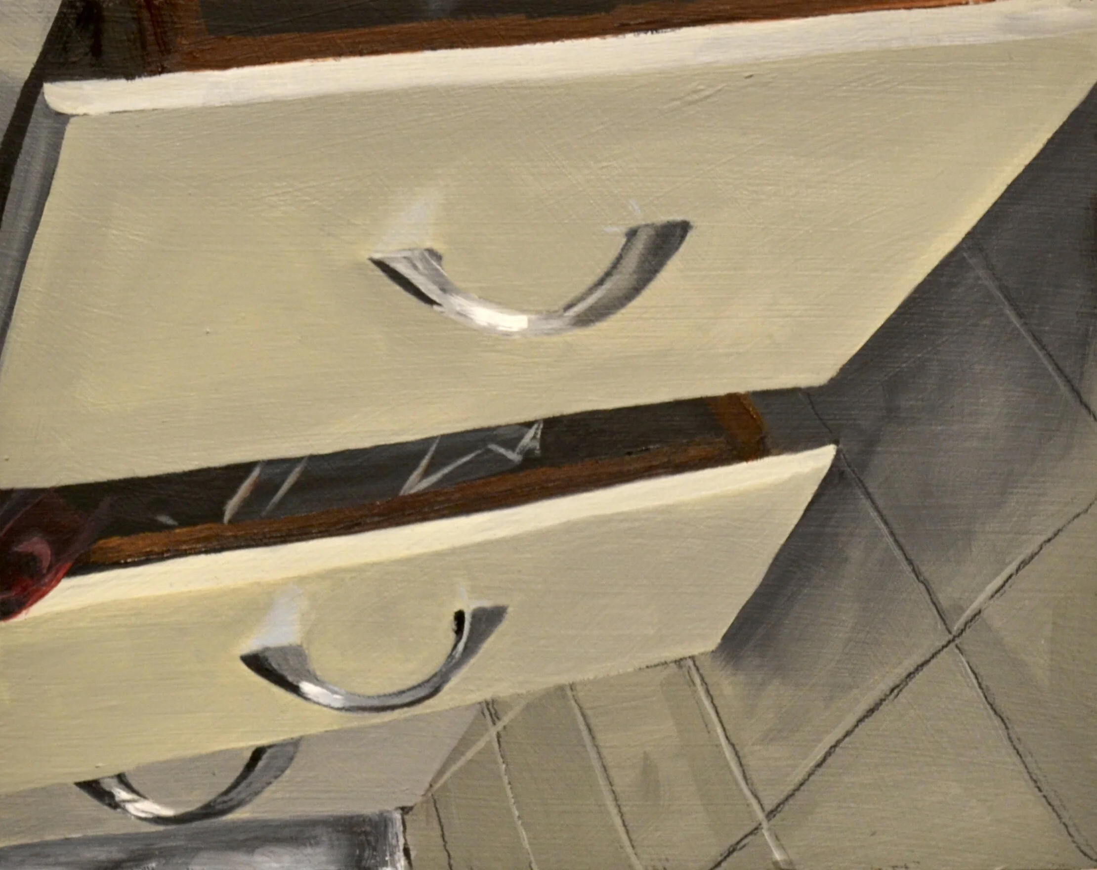 Drawers, oil on panel, aprox 6" x 7.5"