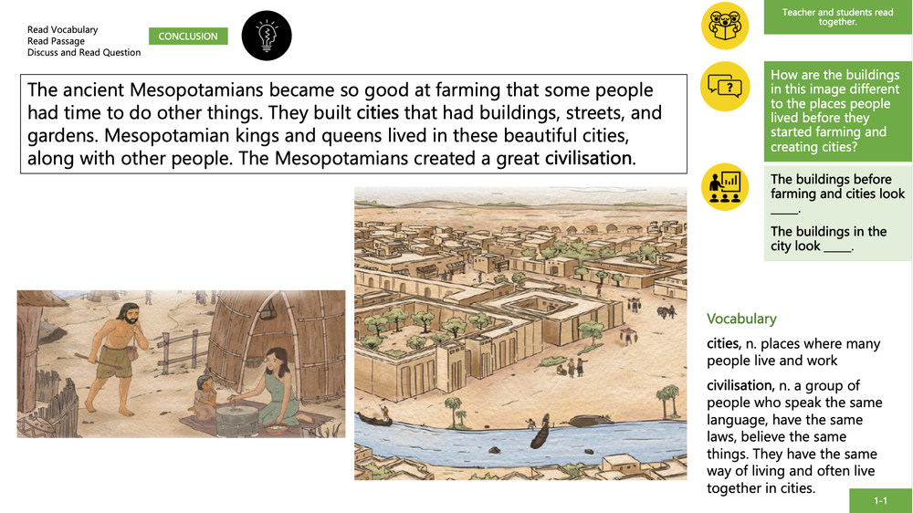 Sample passage from lesson 2 of the Mesopotamia unit