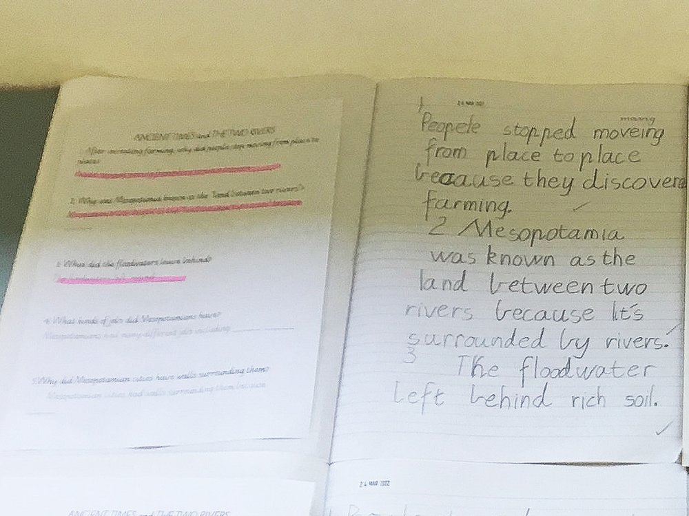 Sample of year 1 writing in this unit