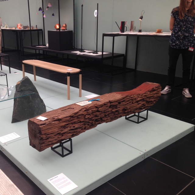 Tremendous bench by Maddie Lamont from Northumbria University, the way she has worked the seat to its polished beauty, its dip in and out to the rawness of the wood is so wonderful. The super clean black metal base juxtaposes beautifully. A forever and ever piece! 