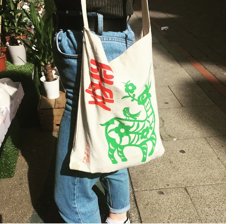 Glad to see our cute canvas totes are fit for purpose whilst looking super stylish. Thanks to Emma for sending in this photo.