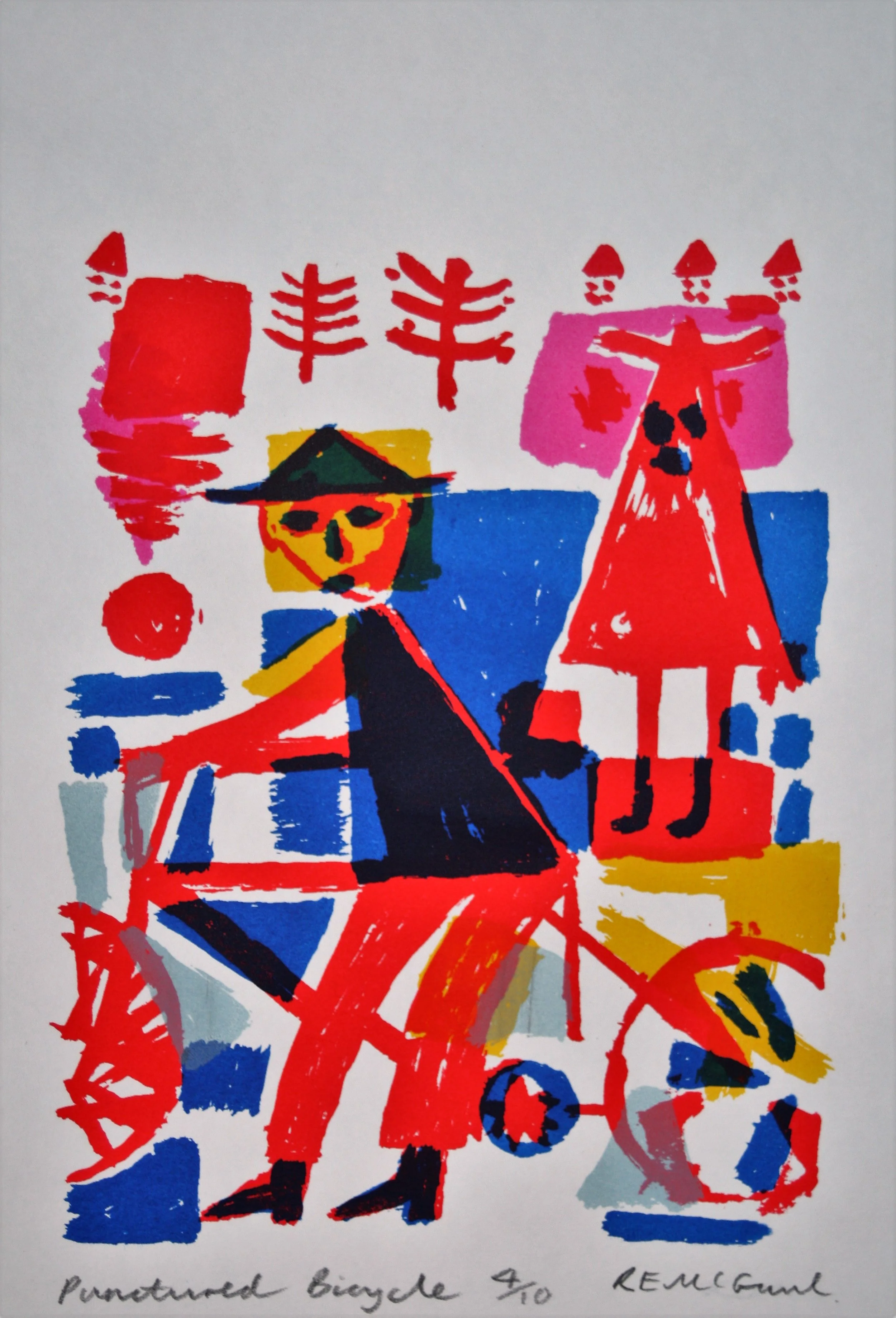 Punctured Bicycle screenprint by Ralph McGaul.