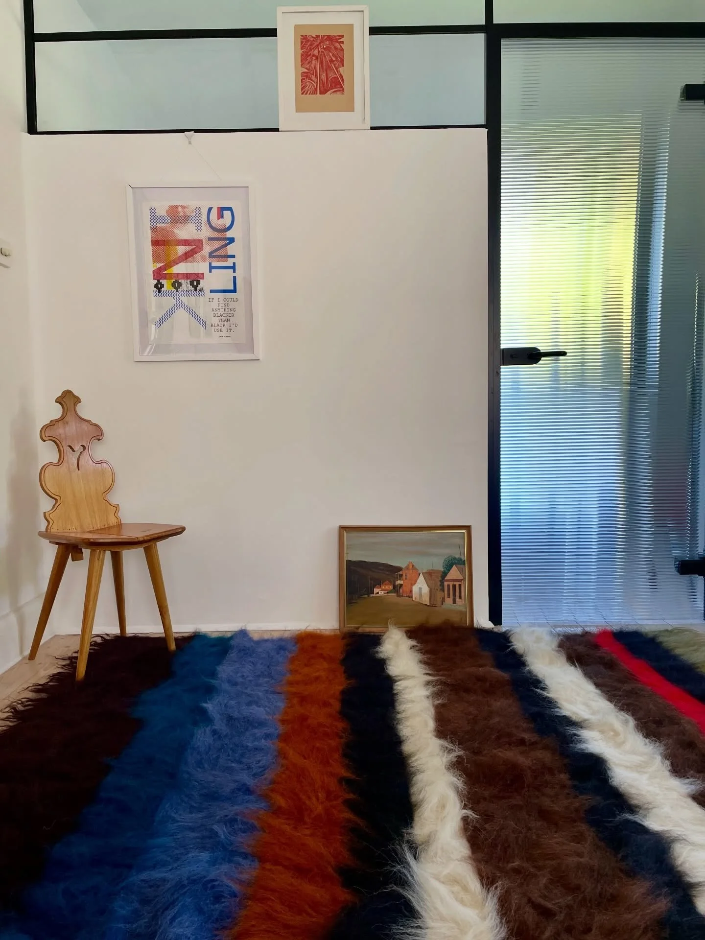 Rich, moody tones in this new Ida Shag Rug, with a surprise flash of red and ginger. Available now in Textiles and we only have one available.