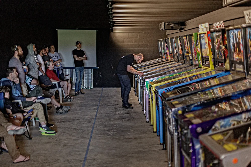 Marc Bell (yes me!) and Steve Edwards (in the grey hoodie, watching on) battle in the final on one of the three deciding games for first and second place at Batcave Masters 2015.