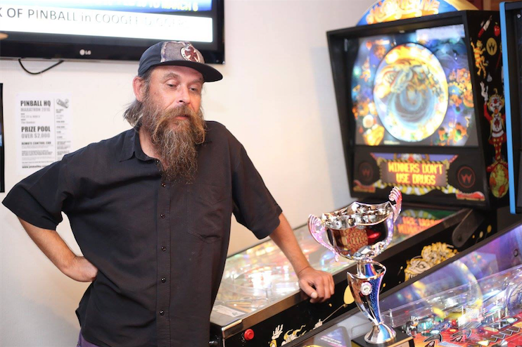 Greg, winner of the 2016 Pinball HQ Marathon. Photo taken from the Australian Pinball League Facebook page .